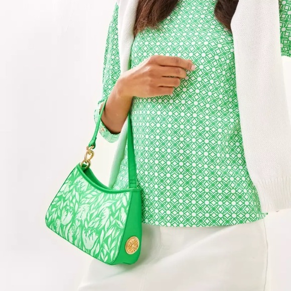 Lilly Pulitzer Tamara Shoulder Bag-Fauna Green-Tulip To Tango-NWT In Package. - Picture 11 of 13